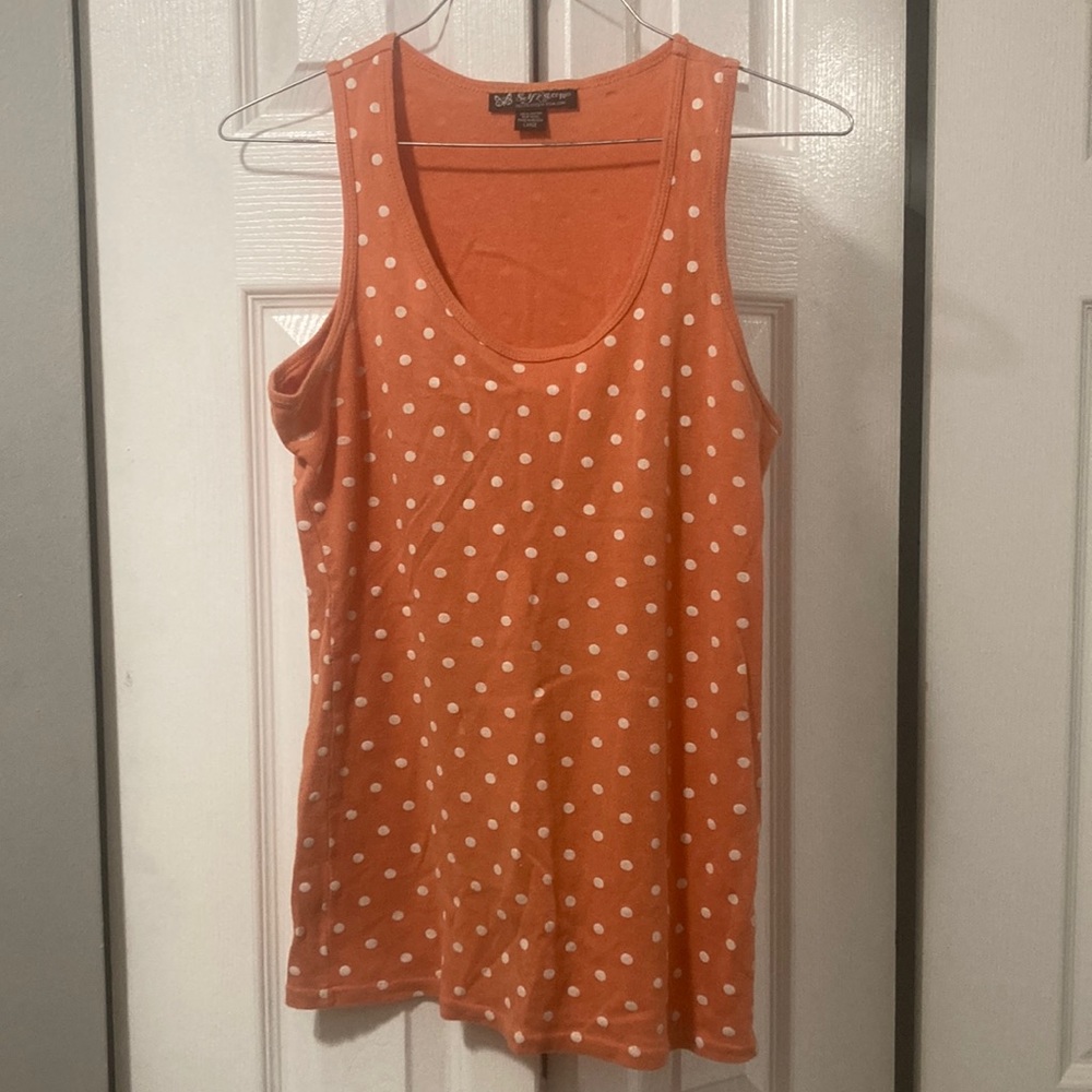 Orange womens polka dot tank